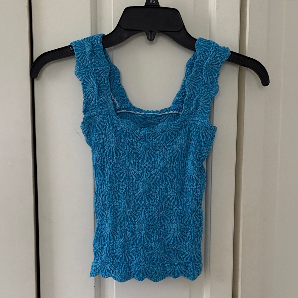 Free People Turquoise Textured Tank Top